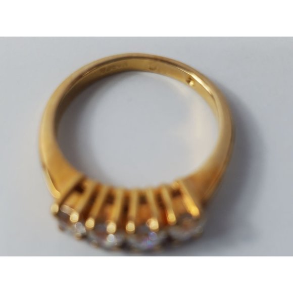 🛍️ 3/$25 Vintage Gold-tone 4 Cubic Zirconia Stones Signed Korea Size 5.5 - Picture 4 of 6